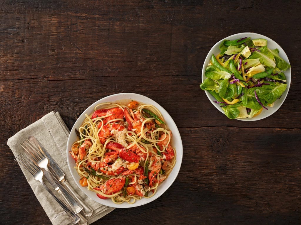 Lobster linguine and seasonal salad